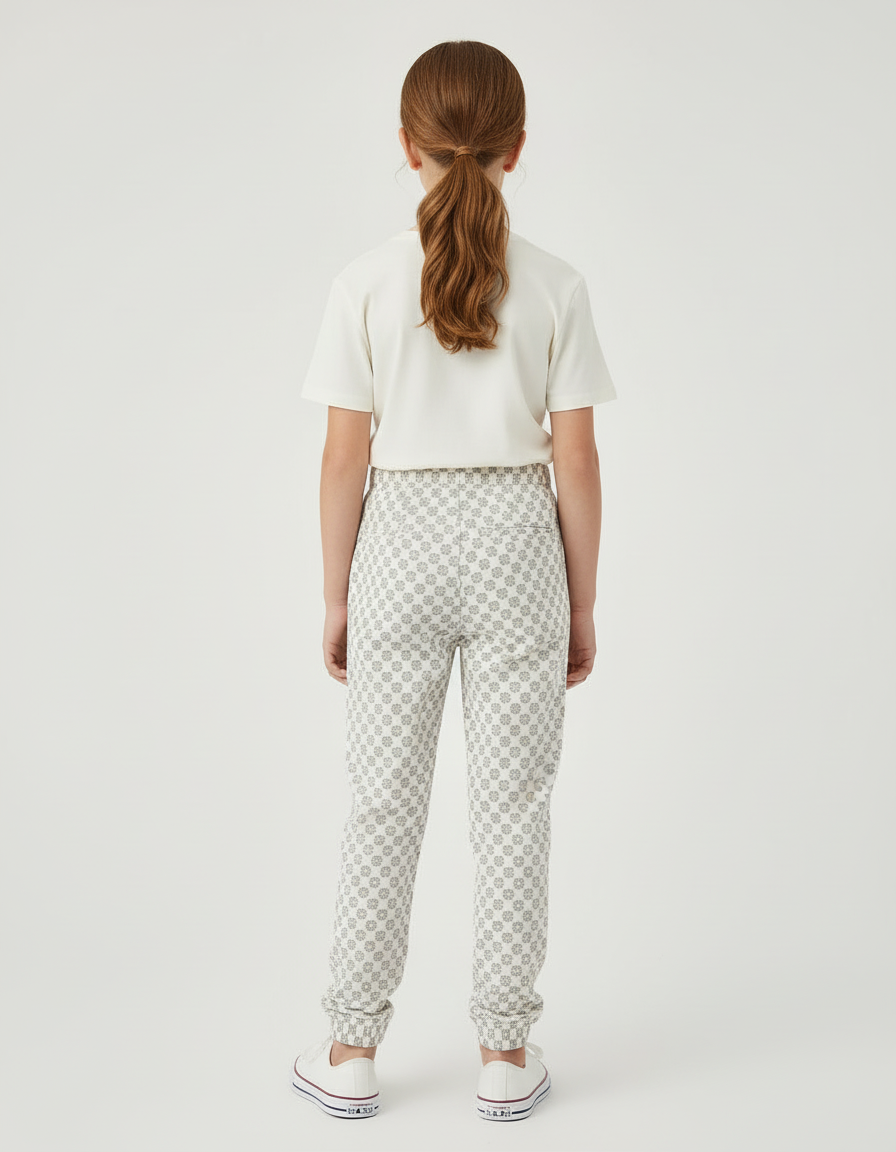 Pantalon Beige Motif Floral Confortable Enfant - Molleton - vue 2