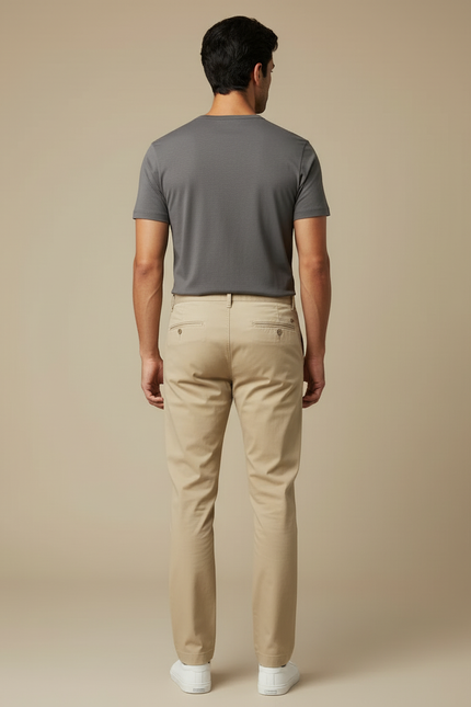 Pantalon Beige Homme Droit Coton Décontracté Chino - vue 2