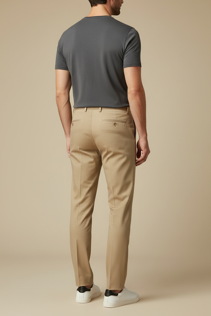 Pantalon Beige Homme Droit Élégant Décontracté Coton - Gabardine - vue 2