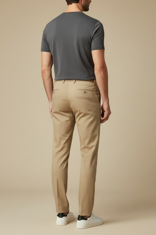 Pantalon Beige Homme Droit Élégant Décontracté Coton - Gabardine - vue 2
