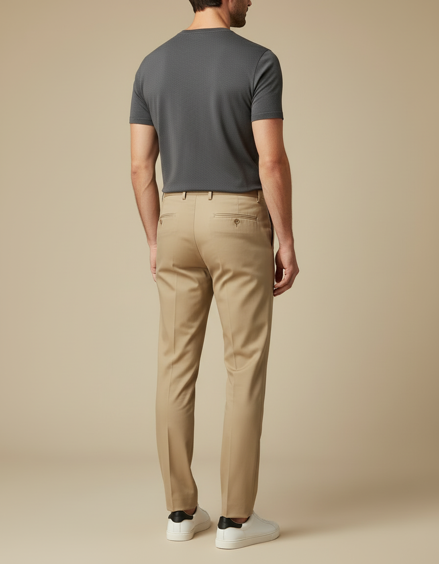 Pantalon Beige Homme Droit Élégant Décontracté Coton - Gabardine - vue 2