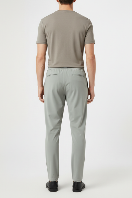 Pantalon Beige Droit Fluide Décontracté Homme Léger - Vert Polyester - vue 2