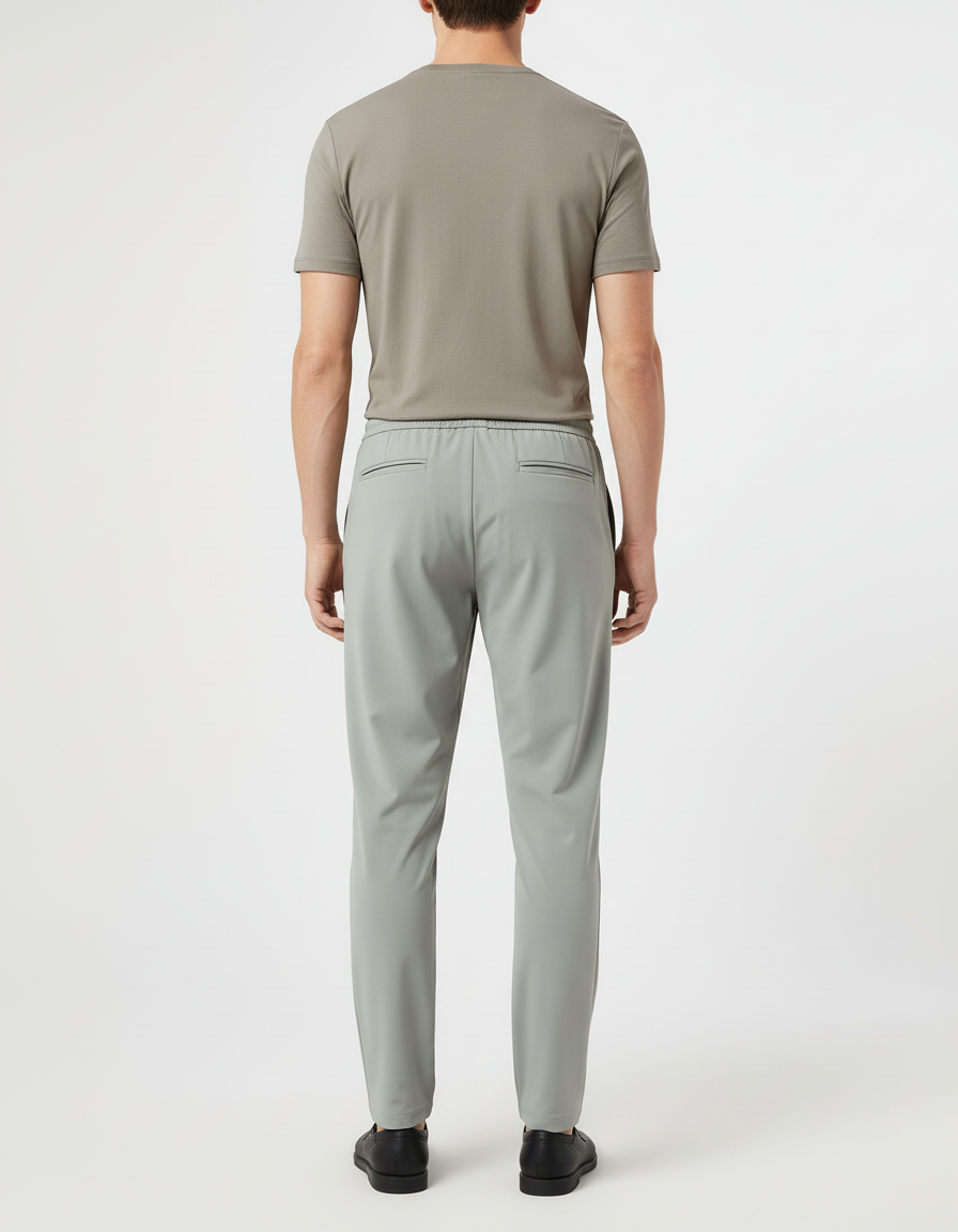Pantalon Beige Droit Fluide Décontracté Homme Léger - Vert Polyester - vue 2