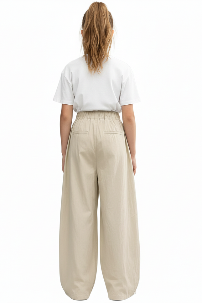 Pantalon Beige Ample Fluide Élastique Fille - Lin - vue 2