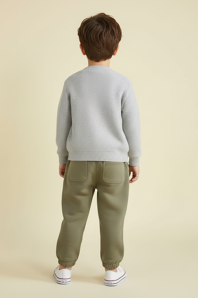 Pantalon Beige Molleton Sport Enfant Garçon Dinosaure - Kaki - vue 2