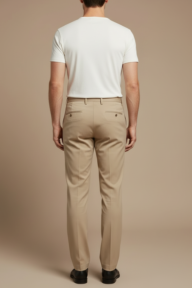 Pantalon Beige Droit Élégant Décontracté Homme - Gabardine - vue 2