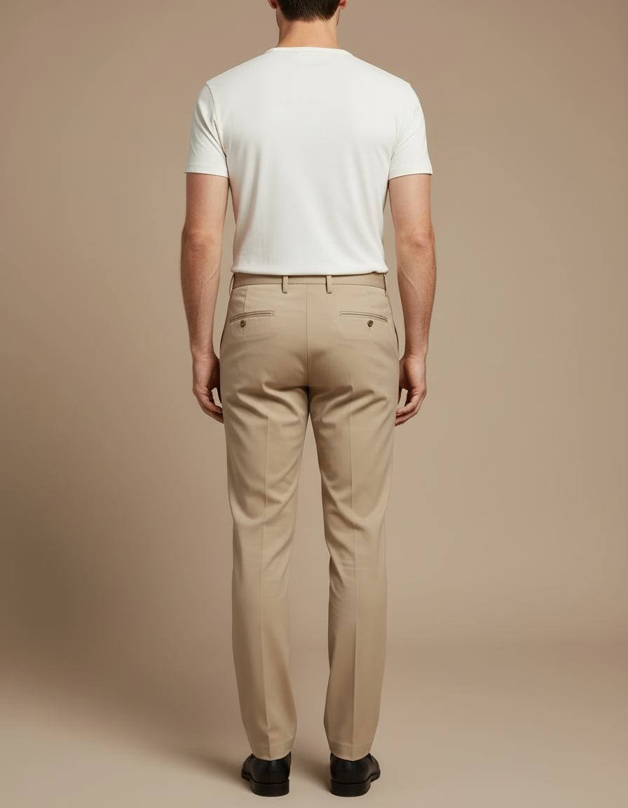 Pantalon Beige Droit Élégant Décontracté Homme - Gabardine - vue 2