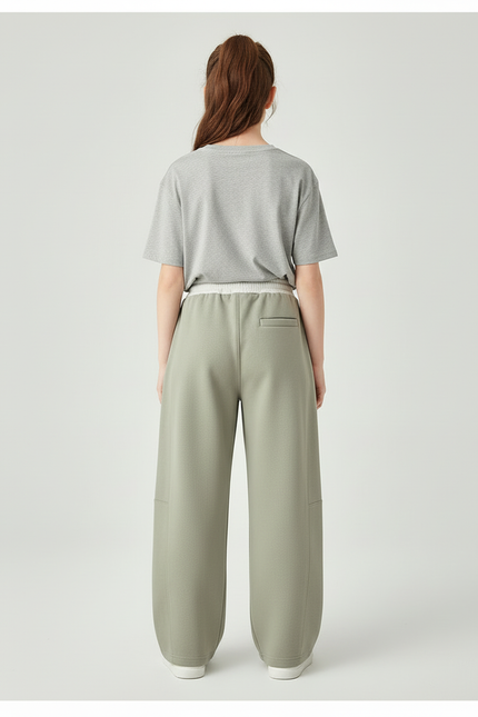 Pantalon Beige Large Décontracté Fille Cordon - Kaki Molleton - vue 2