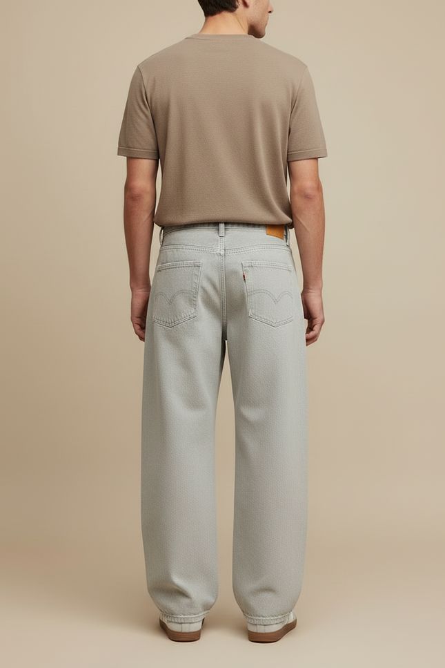 Pantalon Beige Ample Décontracté Coton Homme - Gris Jean - vue 2