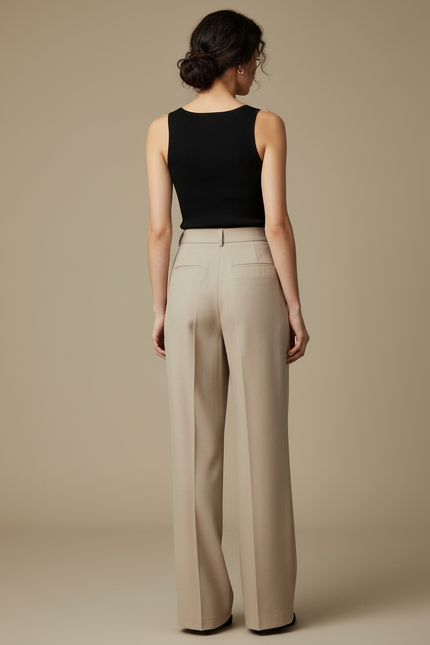 Pantalon Palazzo Beige - Laine - vue 2