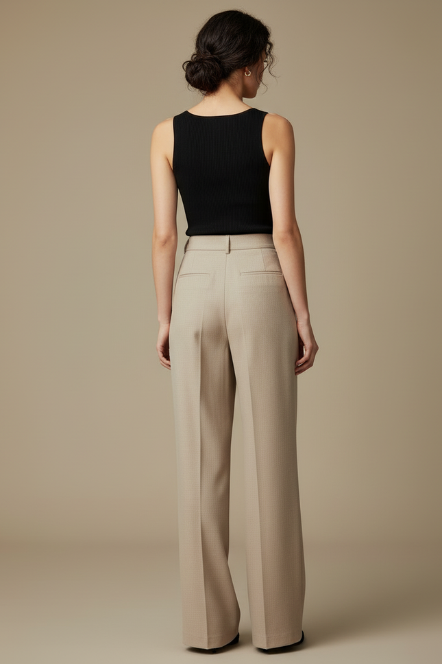 Pantalon Palazzo Beige - Laine - vue 2