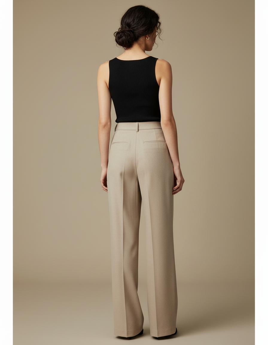 Pantalon Palazzo Beige - Laine - vue 2