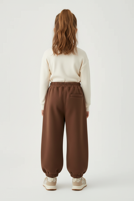 Pantalon Beige Molletonné Ample Décontracté Maison Enfant - Marron - vue 2