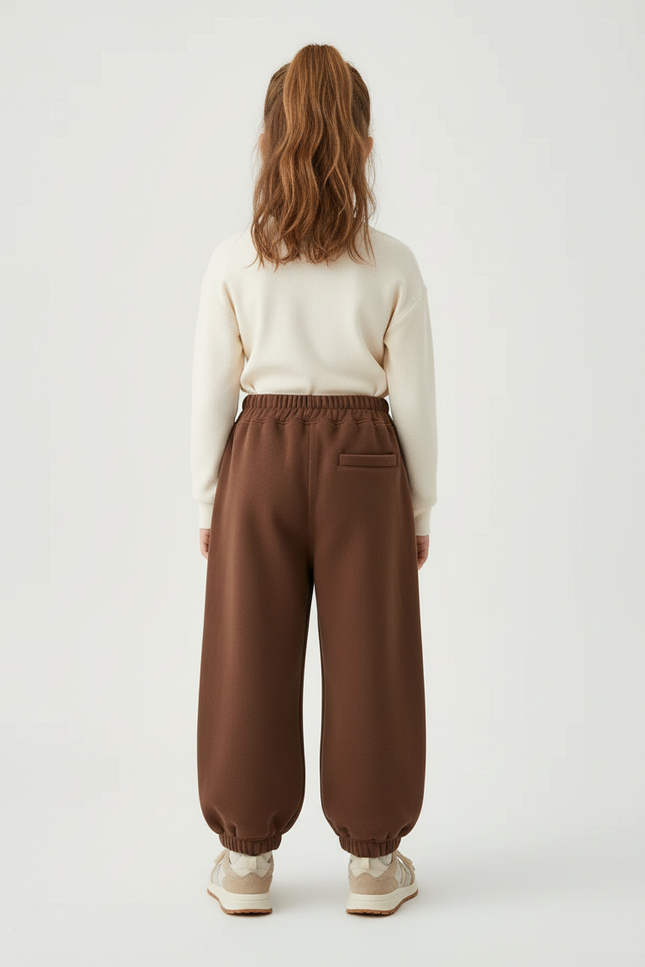 Pantalon Beige Molletonné Ample Décontracté Maison Enfant - Marron - vue 2