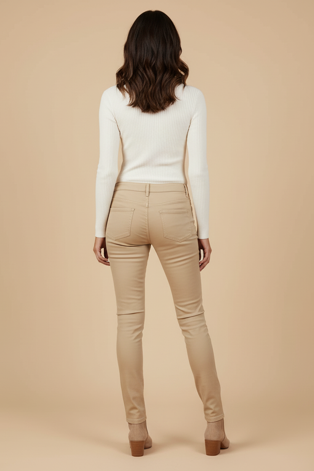 Pantalon Enduit Beige - Simili cuir - vue 2