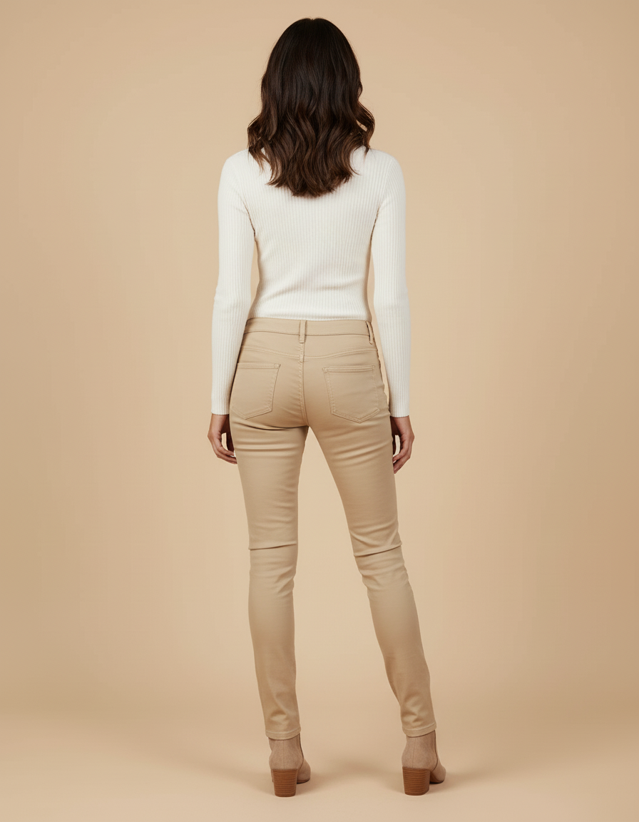 Pantalon Enduit Beige - Simili cuir - vue 2