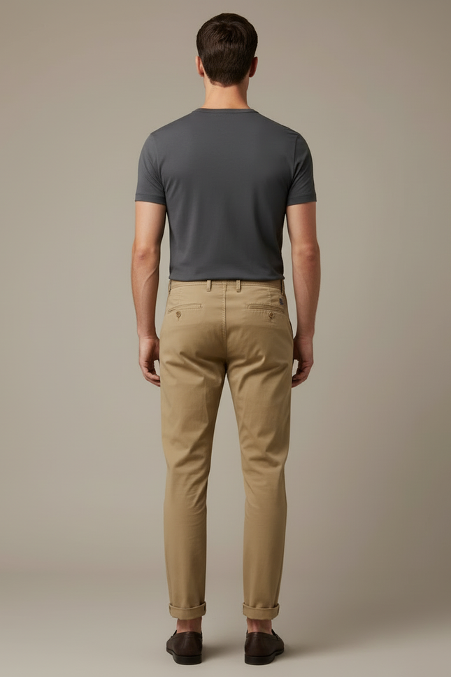 Pantalon Beige Chino Homme Décontracté Ajusté - Coton - vue 2