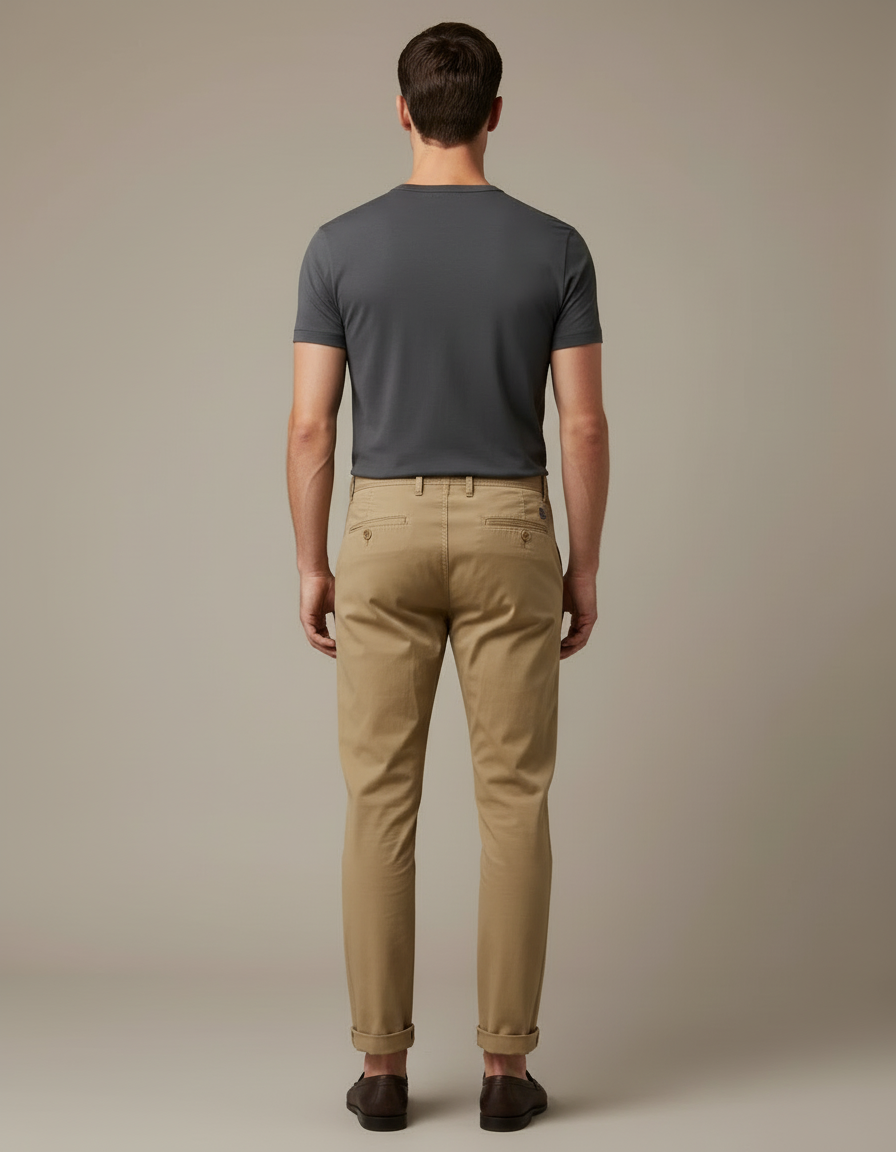 Pantalon Beige Chino Homme Décontracté Ajusté - Coton - vue 2