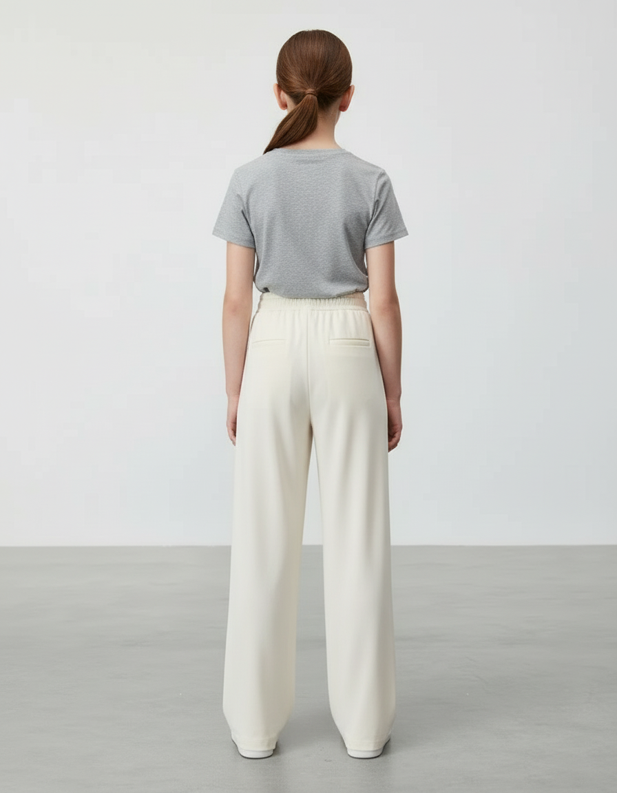 Pantalon Beige Droit Ample Élastique Simple - Viscose - vue 2
