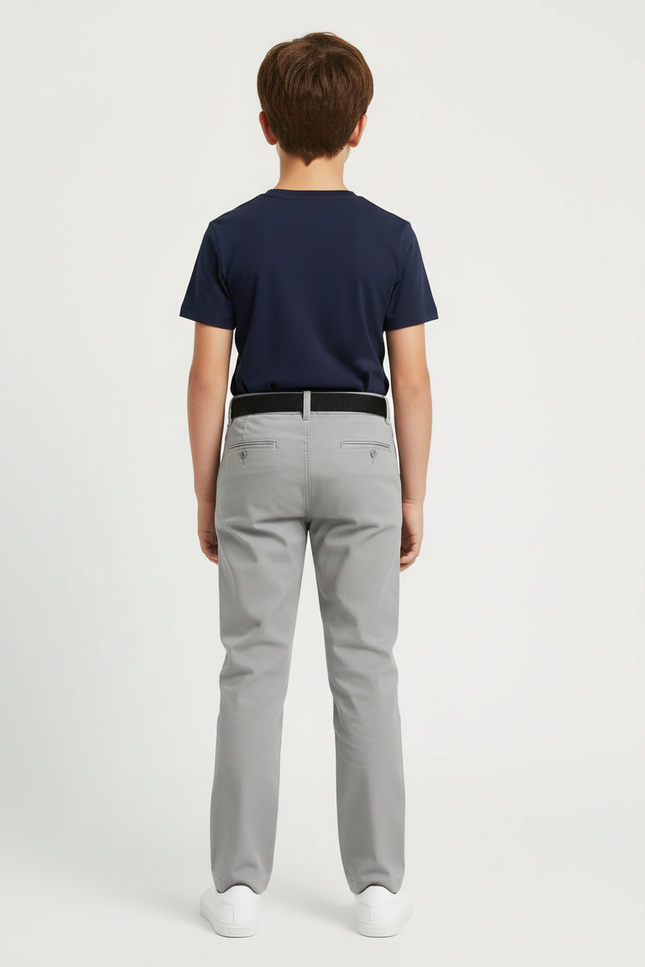 Pantalon Beige Droit Coton Décontracté Garçon - Gris - vue 2
