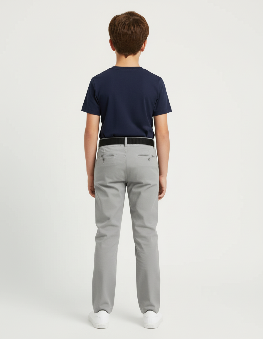 Pantalon Beige Droit Coton Décontracté Garçon - Gris - vue 2