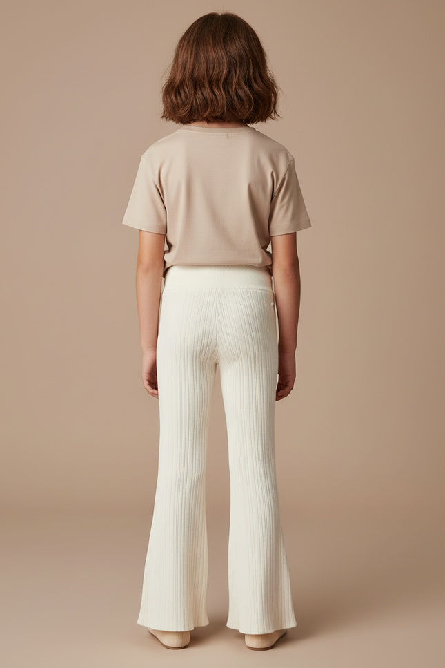 Pantalon Patte D'éléphant Beige - Maille - vue 2