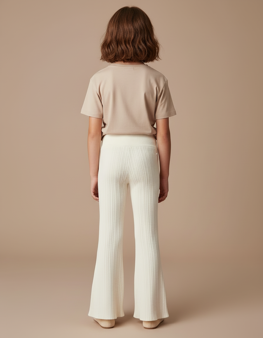 Pantalon Patte D'éléphant Beige - Maille - vue 2