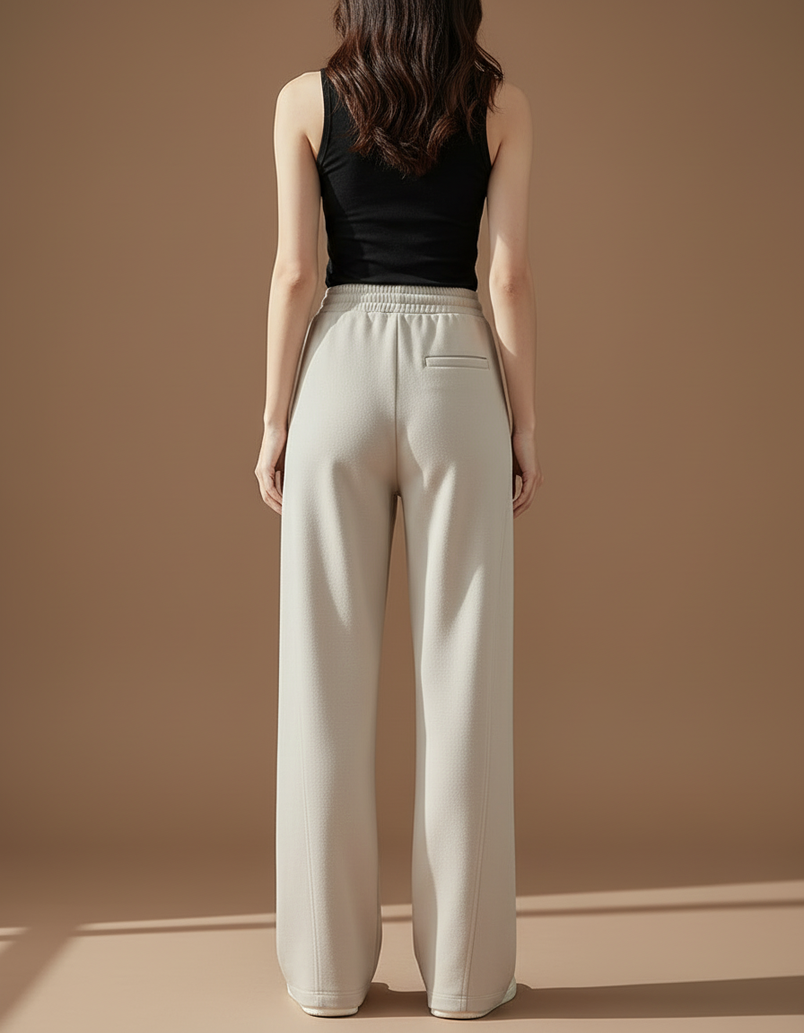Pantalon Beige Ample Droit Décontracté Confortable - Molleton - vue 2