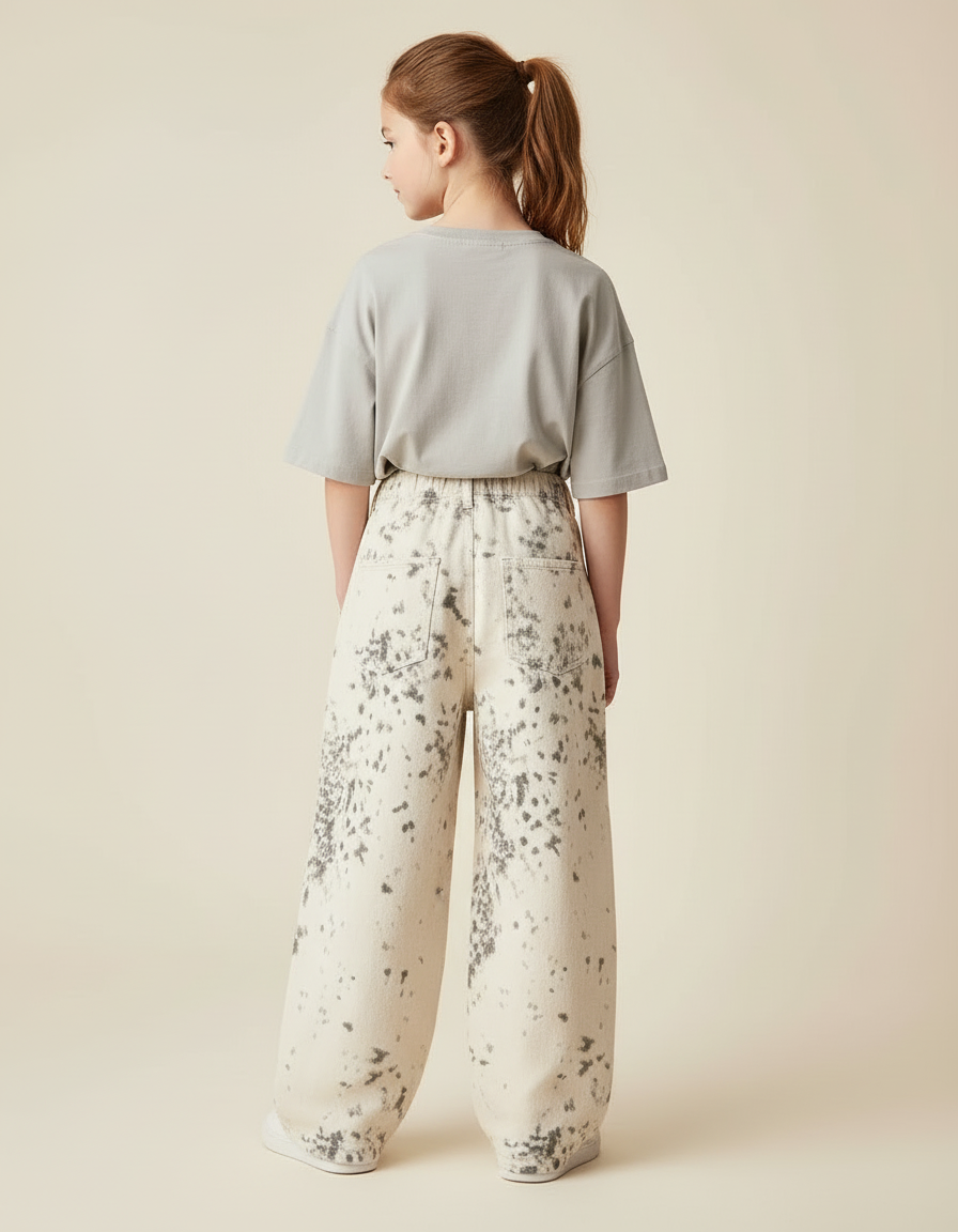 Pantalon Beige Imprimé Léopard Ample Décontracté Enfant - Toile - vue 2