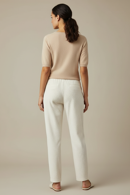 Pantalon Beige Côtelé Droit Ample Décontracté Femme - Cordé - vue 2