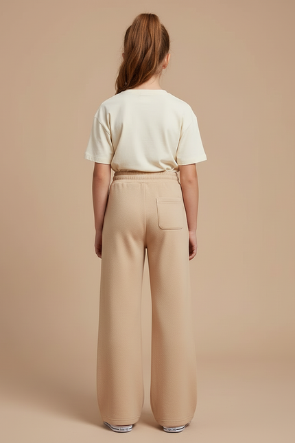 Pantalon Beige Ample Molletonné Confortable Fille - vue 2