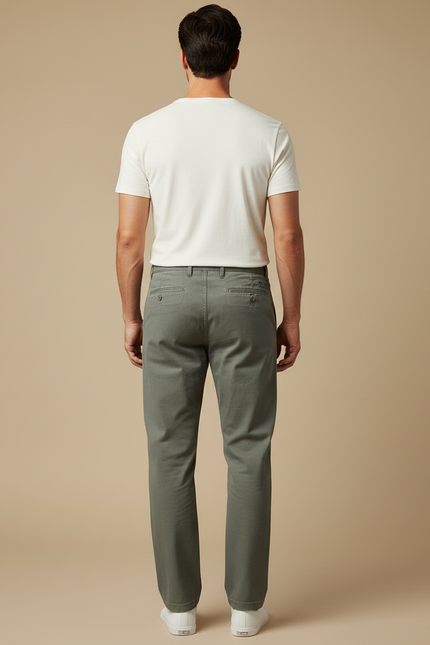 Pantalon Beige Coton Plissé Décontracté Homme - Kaki - vue 2