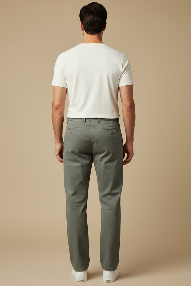 Pantalon Beige Coton Plissé Décontracté Homme - Kaki - vue 2