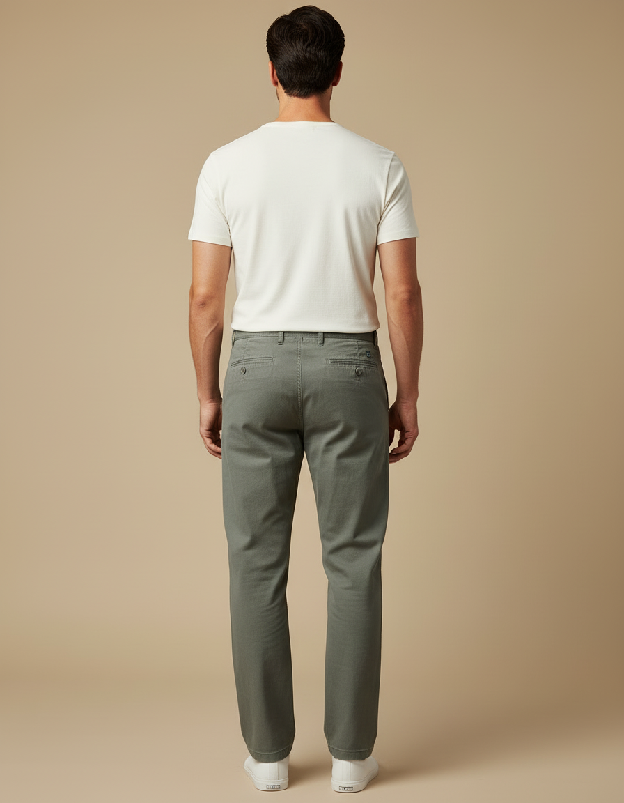 Pantalon Beige Coton Plissé Décontracté Homme - Kaki - vue 2