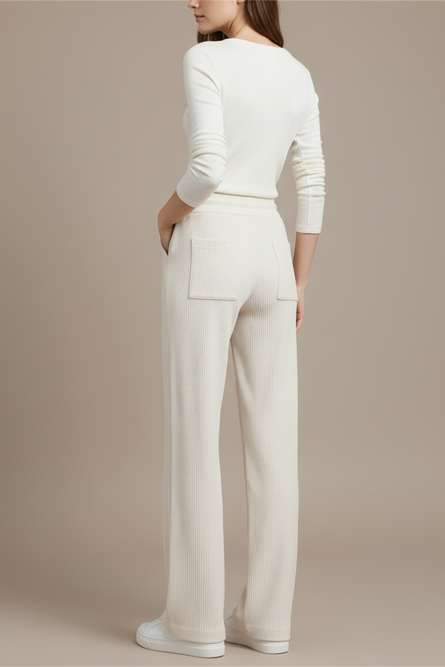 Pantalon Beige Côtelé Ample Décontracté Fluide Femme - Cordé - vue 2
