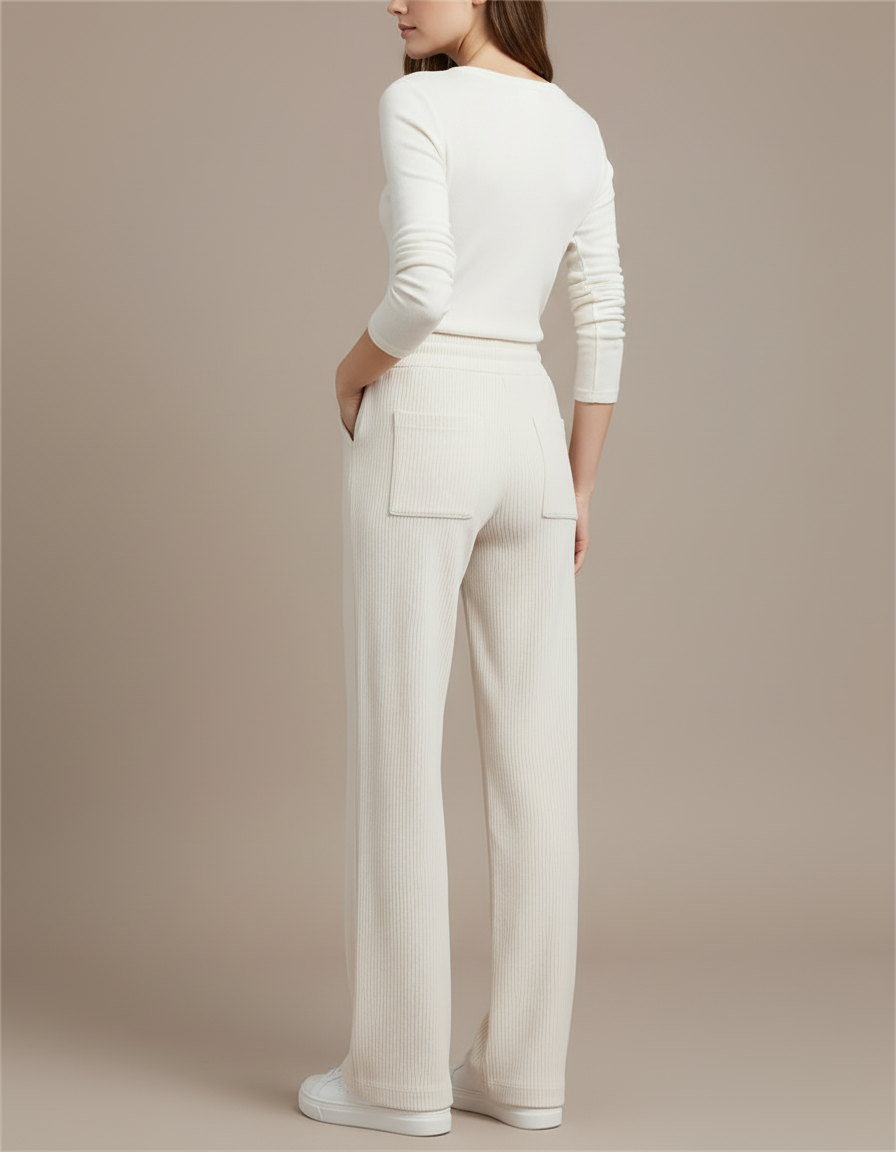 Pantalon Beige Côtelé Ample Décontracté Fluide Femme - Cordé - vue 2