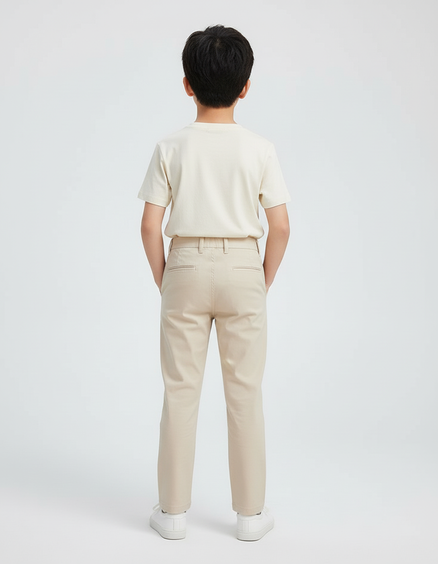 Pantalon Beige Coton Droit Garçon Élégant Classique - vue 2