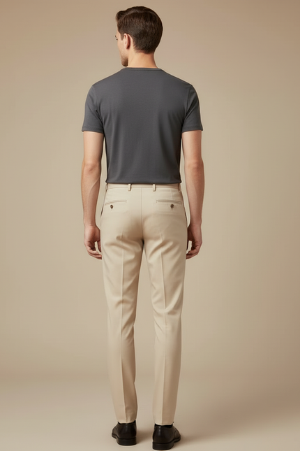Pantalon Beige Droit Élégant Business Homme - Gabardine - vue 2