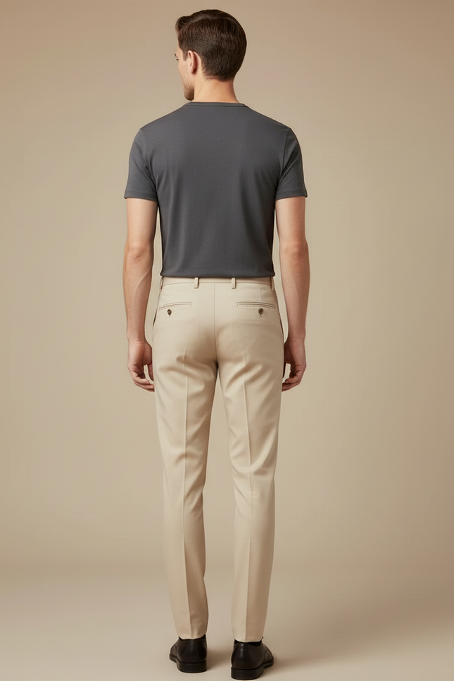 Pantalon Beige Droit Élégant Business Homme - Gabardine - vue 2