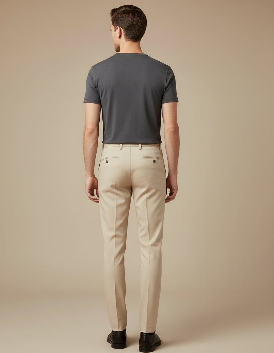 Pantalon Beige Droit Élégant Business Homme - Gabardine - vue 2