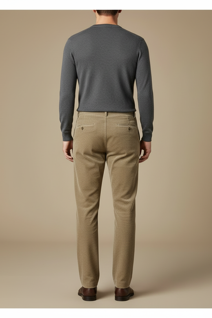 Pantalon Beige Côtelé Droit Homme Décontracté Classique - Cordé - vue 2