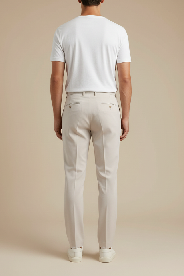 Pantalon Beige Plissé Élégant Homme Décontracté Classique - Gabardine - vue 2