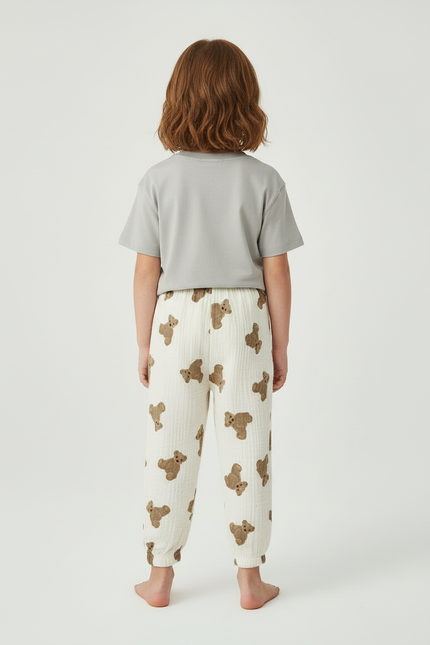 Pantalon Beige Oursons Coton Ample Confort Enfant - vue 2