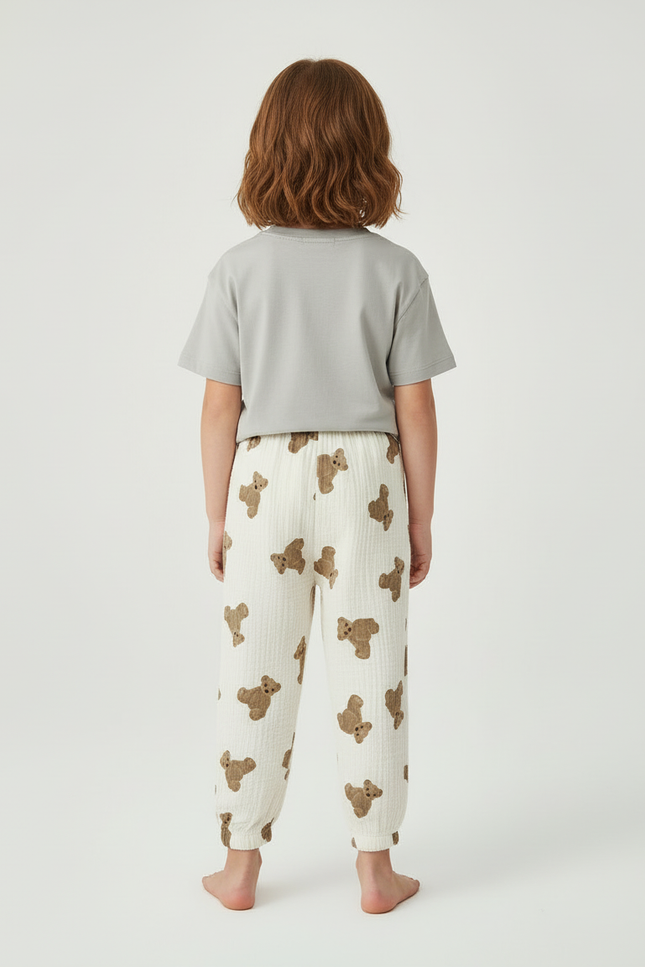 Pantalon Beige Oursons Coton Ample Confort Enfant - vue 2
