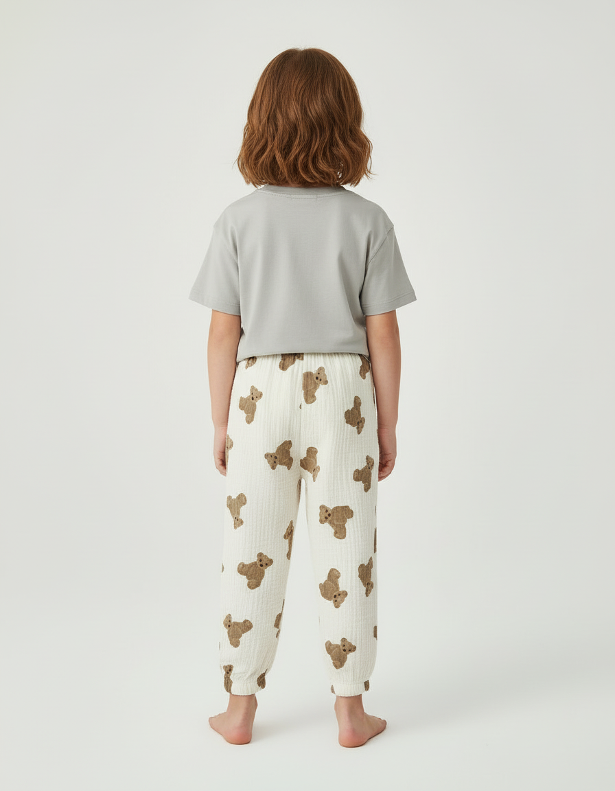 Pantalon Beige Oursons Coton Ample Confort Enfant - vue 2