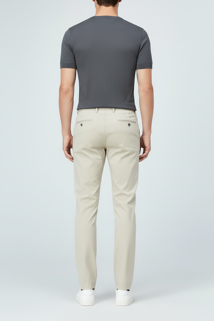 Pantalon Beige Homme Chino Droit Décontracté Extensible - Gabardine - vue 2
