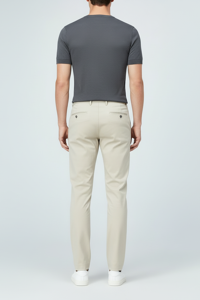 Pantalon Beige Homme Chino Droit Décontracté Extensible - Gabardine - vue 2