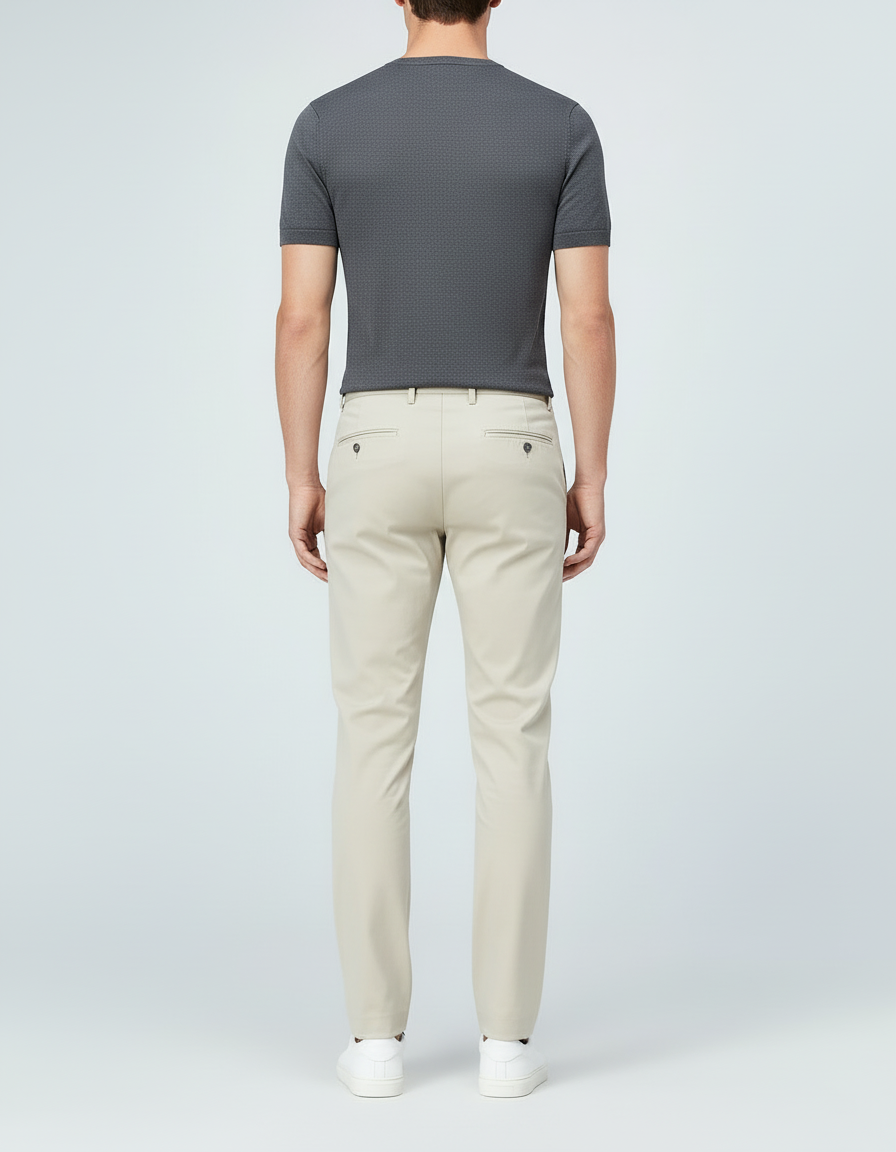 Pantalon Beige Homme Chino Droit Décontracté Extensible - Gabardine - vue 2