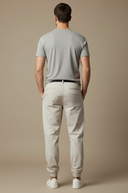 Pantalon Beige Jogger Coton Décontracté Homme Sport - vue 2