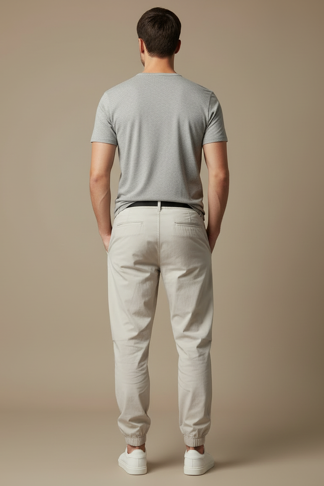 Pantalon Beige Jogger Coton Décontracté Homme Sport - vue 2